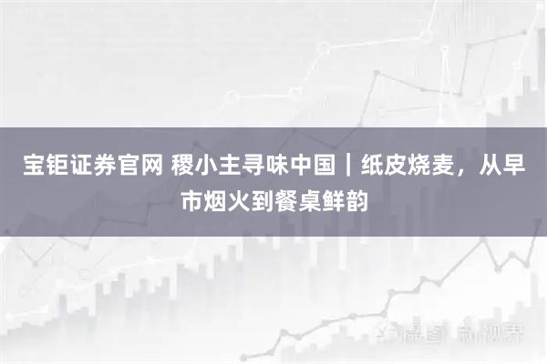 宝钜证券官网 稷小主寻味中国｜纸皮烧麦，从早市烟火到餐桌鲜韵
